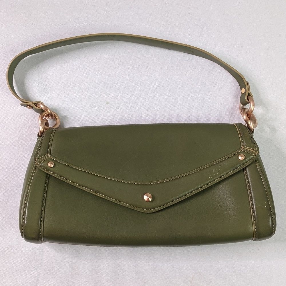 Cole Haan Trinity Olive Green Leather Shoulder Bag | Gold Hardware Vintage Purse